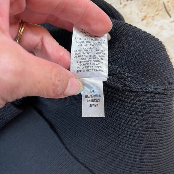 Halogen Shoulder Cutout Mock Neck Rib Sweater NWT Large Black - Picture 8 of 8